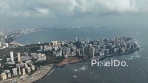 PD0038 - Aerial View of the Malabar Hill Peninsula, an Affluent Mumbai Neighborhood