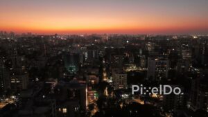 PD0212 - Aerial View of the Chembur Cityscape at Twilight with Glowing City Lights