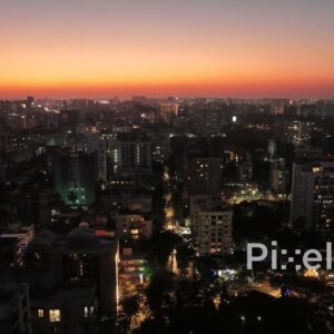 PD0212 - Aerial View of the Chembur Cityscape at Twilight with Glowing City Lights