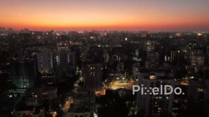 PD0211 - Aerial View of the Chembur Cityscape at Twilight with Glowing City Lights