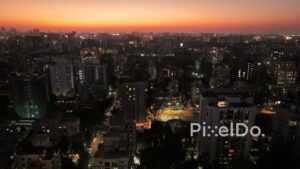 PD0210 - Aerial View of the Chembur Cityscape at Twilight with Glowing City Lights