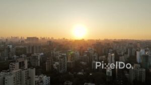 PD0209 - Aerial View of a Golden Sunset Over the Mumbai Cityscape in Chembur