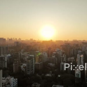 PD0209 - Aerial View of a Golden Sunset Over the Mumbai Cityscape in Chembur