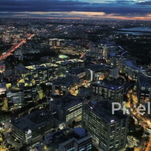 PD0243 - Twilight Aerial of a Major IT Park on Bangalore's Outer Ring Road