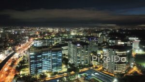 PD0242 - Twilight Aerial of a Major IT Park on Bangalore's Outer Ring Road