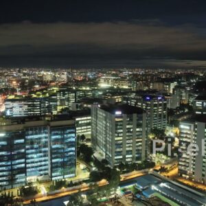 PD0242 - Twilight Aerial of a Major IT Park on Bangalore's Outer Ring Road