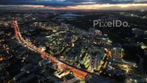 PD0239 - Twilight Aerial of a Major IT Park on Bangalore's Outer Ring Road