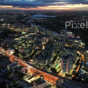 PD0239 - Twilight Aerial of a Major IT Park on Bangalore's Outer Ring Road