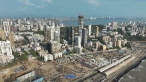 PD0058 - Aerial View of the Mumbai Coastal Road and the South Mumbai Skyline