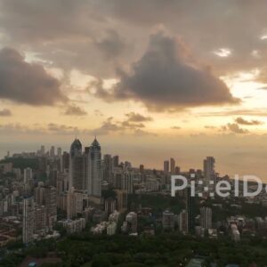 PD0273 - Golden Sunset Over the South Mumbai Skyline and Arabian Sea