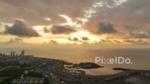 PD0272 - Golden Sunset Over the South Mumbai Skyline and Arabian Sea