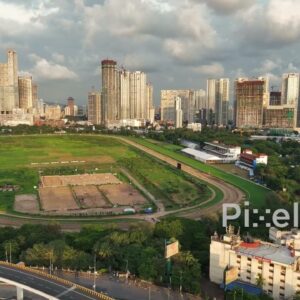 PD0267 - Aerial View of the Mahalaxmi Racecourse and Mumbai's Modern Skyline