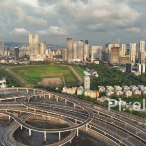PD0266 - Panoramic Aerial View of Mumbai's Coastal Road Interchange and Mahalaxmi Racecourse