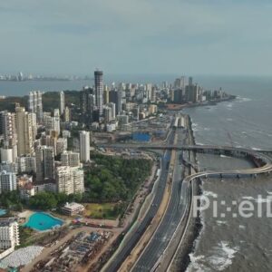 PD0057 - Aerial View of the Mumbai Coastal Road and the South Mumbai Skyline