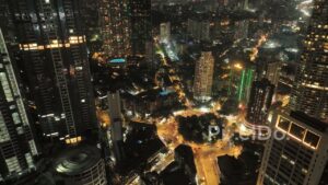 PD0257 - Bird's-Eye View of Jacob Circle (Saat Rasta) Traffic at Night, Mumbai