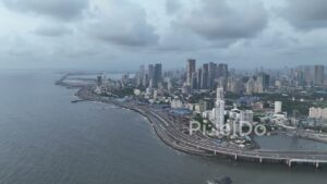 PD0285 - Expansive Aerial View of the Mumbai Coastline and Urban Skyline