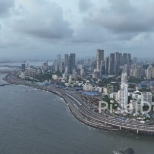 PD0285 - Expansive Aerial View of the Mumbai Coastline and Urban Skyline