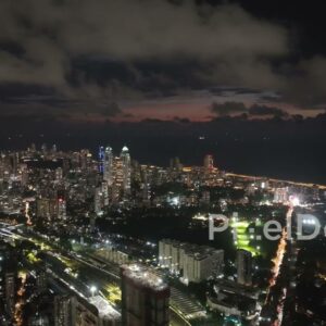 PD0281 - Expansive Night Aerial of the South Mumbai Skyline and Coastline