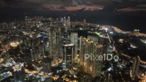 PD0279 - Dazzling Night Aerial of Raheja Vivarea Towers and the Mumbai Skyline