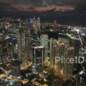 PD0279 - Dazzling Night Aerial of Raheja Vivarea Towers and the Mumbai Skyline