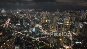 PD0278 - Dazzling Night Aerial of Mumbai Skyline in Mahalaxmi Area