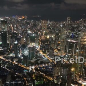 PD0278 - Dazzling Night Aerial of Mumbai Skyline in Mahalaxmi Area