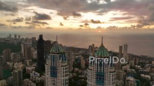 PD0276 - Dramatic Sunset Over the South Mumbai Skyline and Imperial Towers