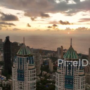 PD0276 - Dramatic Sunset Over the South Mumbai Skyline and Imperial Towers
