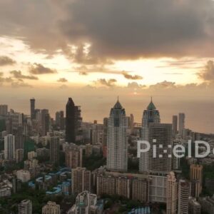 PD0275 - Dramatic Sunset Over the South Mumbai Skyline and Imperial Towers