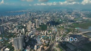 PD0315 - Expansive Aerial View of Mumbai's Diverse Coastal Landscape