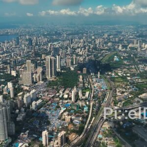 PD0315 - Expansive Aerial View of Mumbai's Diverse Coastal Landscape