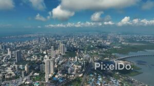 PD0314 - Expansive Aerial View of Mumbai's Diverse Coastal Landscape