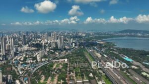 PD0313 - Expansive Aerial View of Mumbai's Diverse Coastal Landscape