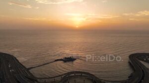 PD0310 - Golden Sunset Over Mumbai's Coastal Road and the Arabian Sea