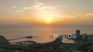 PD0307 - Golden Sunset Over Mumbai's Coastal Road and the Arabian Sea