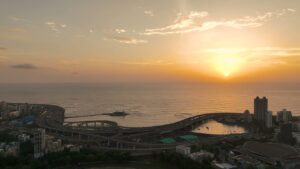 PD0306 - Golden Sunset Over Mumbai's Coastal Road and the Arabian Sea