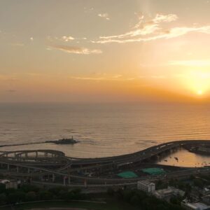 PD0306 - Golden Sunset Over Mumbai's Coastal Road and the Arabian Sea