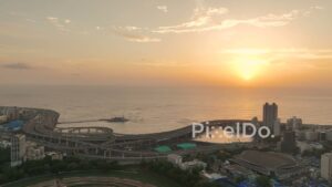 PD0305 - Golden Sunset Over Mumbai's Coastal Road and the Arabian Sea