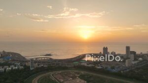 PD0304 - Golden Sunset Over Mumbai's Coastal Road and the Arabian Sea
