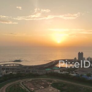 PD0304 - Golden Sunset Over Mumbai's Coastal Road and the Arabian Sea