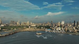 PD0299 - Iconic Mumbai Aerial: Haji Ali Dargah, Racecourse, and Coastal Road