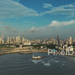 PD0299 - Iconic Mumbai Aerial: Haji Ali Dargah, Racecourse, and Coastal Road