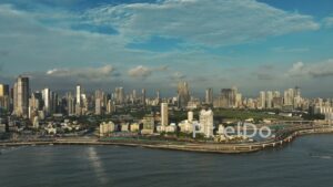 PD0298 - Aerial View of the Mumbai Coastline and Skyline