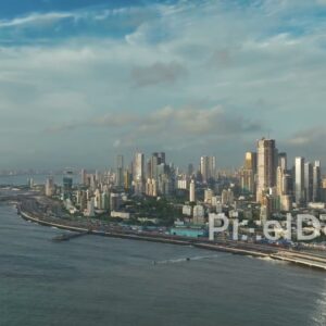 PD0297 - Expansive Aerial View of the Mumbai Coastline and Worli Skyline