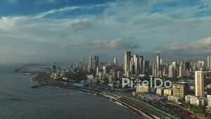 PD0296 - Expansive Aerial View of the Mumbai Coastline and Worli Skyline