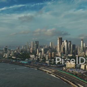 PD0296 - Expansive Aerial View of the Mumbai Coastline and Worli Skyline