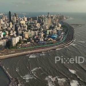 PD0291 - Expansive Aerial View of the South Mumbai Peninsula and Skyline