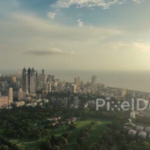PD0289 - Golden Hour Aerial of Willingdon Sports Club and the Mumbai Skyline
