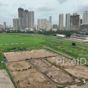 PD0286 - Aerial View of Horse Riding at Mahalaxmi Racecourse, Mumbai