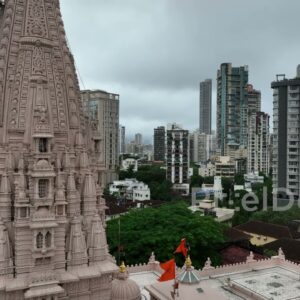PD0339 - Aerial View of Babulnath Temple Contrasting with the Modern Mumbai Skyline